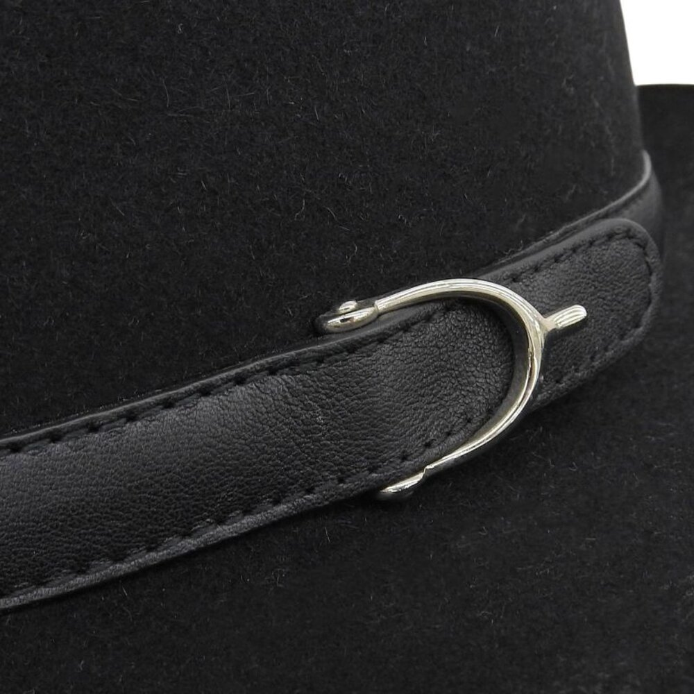 Gucci Rabbit 100% Leather Use Felt Hat Black Silver Hardware - Picture 5 of 9
